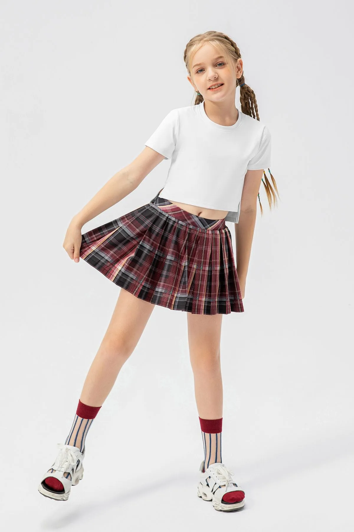 Pleated Tennis Skirts with Short for Girls