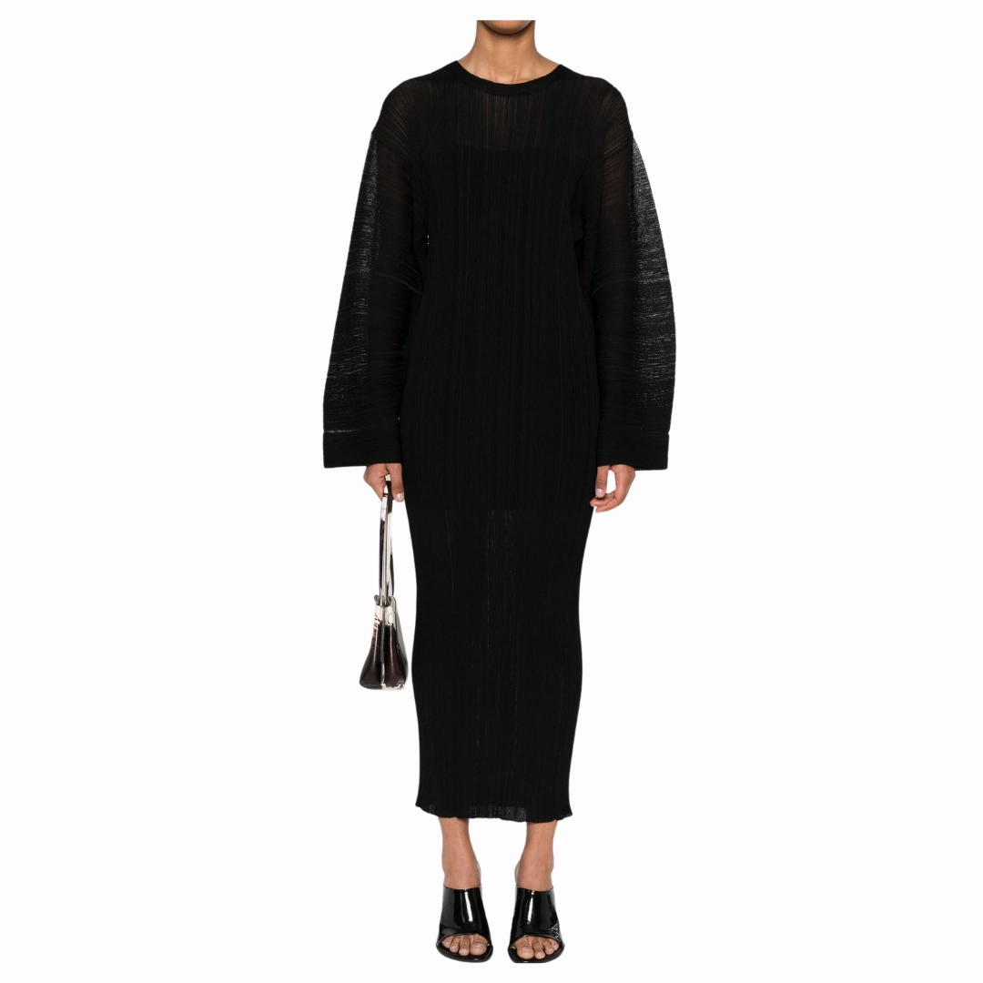 Grace Glow Cozy and Comfortable Plisse' Knit Midi Dress