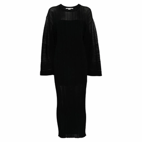 Magnetic-Closure Plisse' Knit Midi Dress