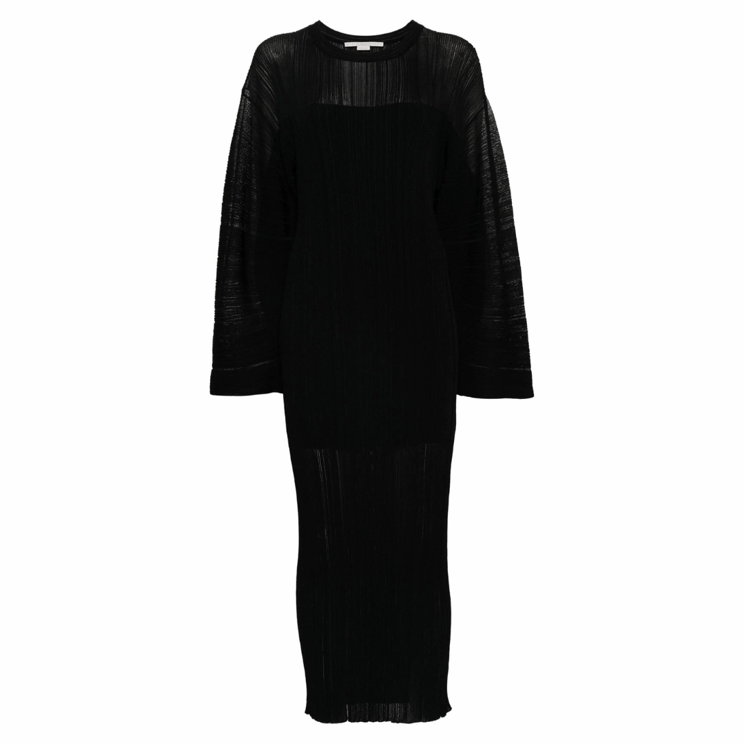 Magnetic-Closure Plisse' Knit Midi Dress