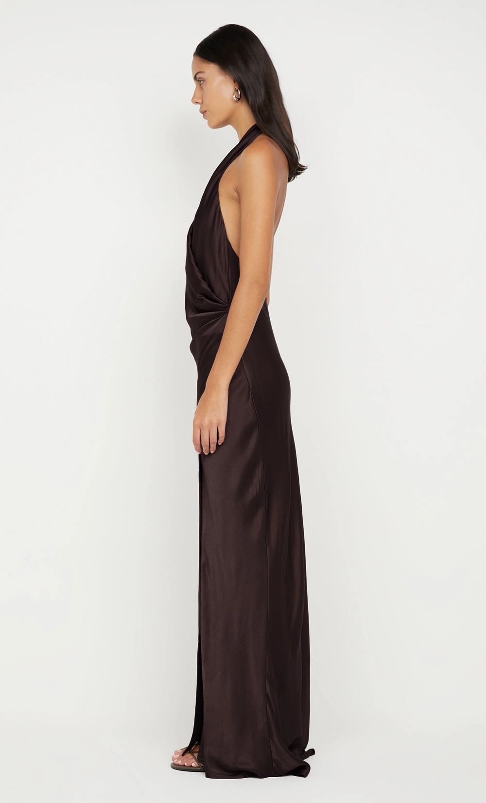 ELISIA WRAP MAXI DRESS - DARK CHOCOLATE Stud-Detail Flattering Fit Wear