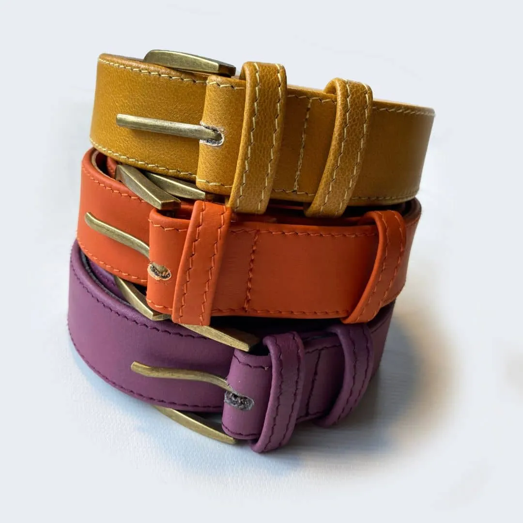 Plus Size Leather Belt - Yellow