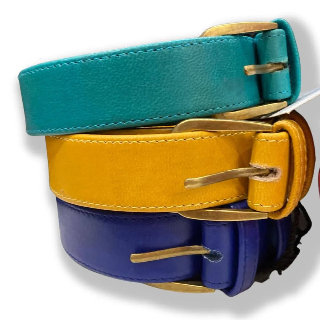 Plus Size Leather Belt - Yellow