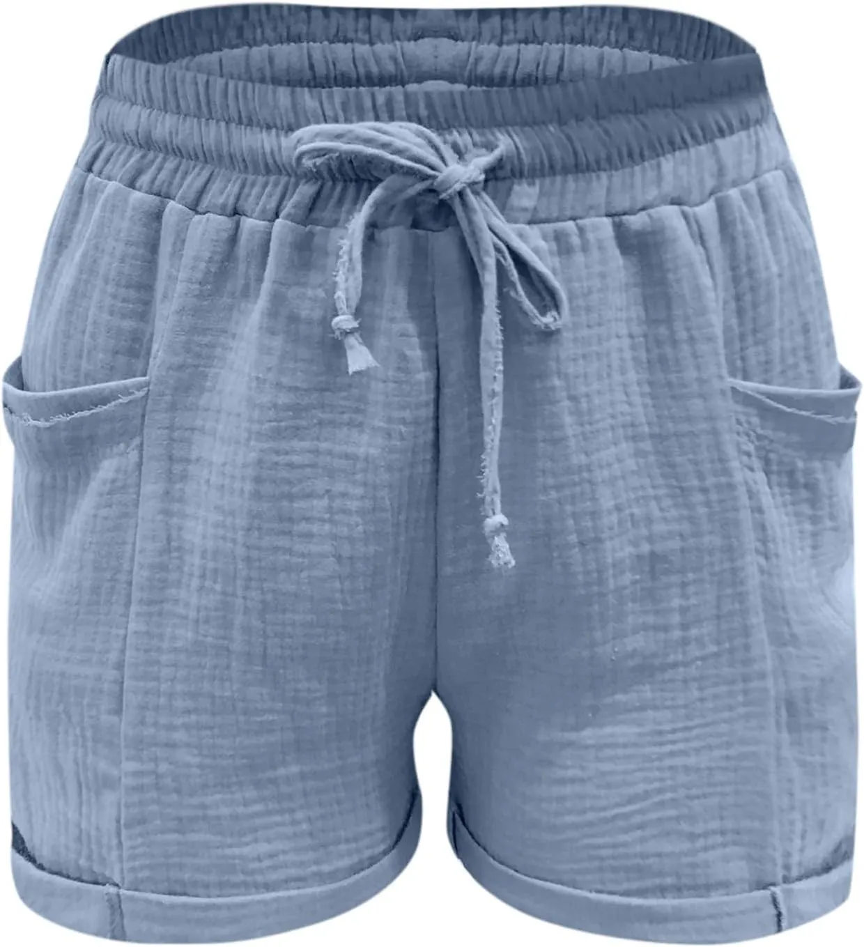 Plus Size Shorts for Women Summer Casual Comfy Linen Shorts Drawstring Elastic Waist Lightweight Hiking Shorts