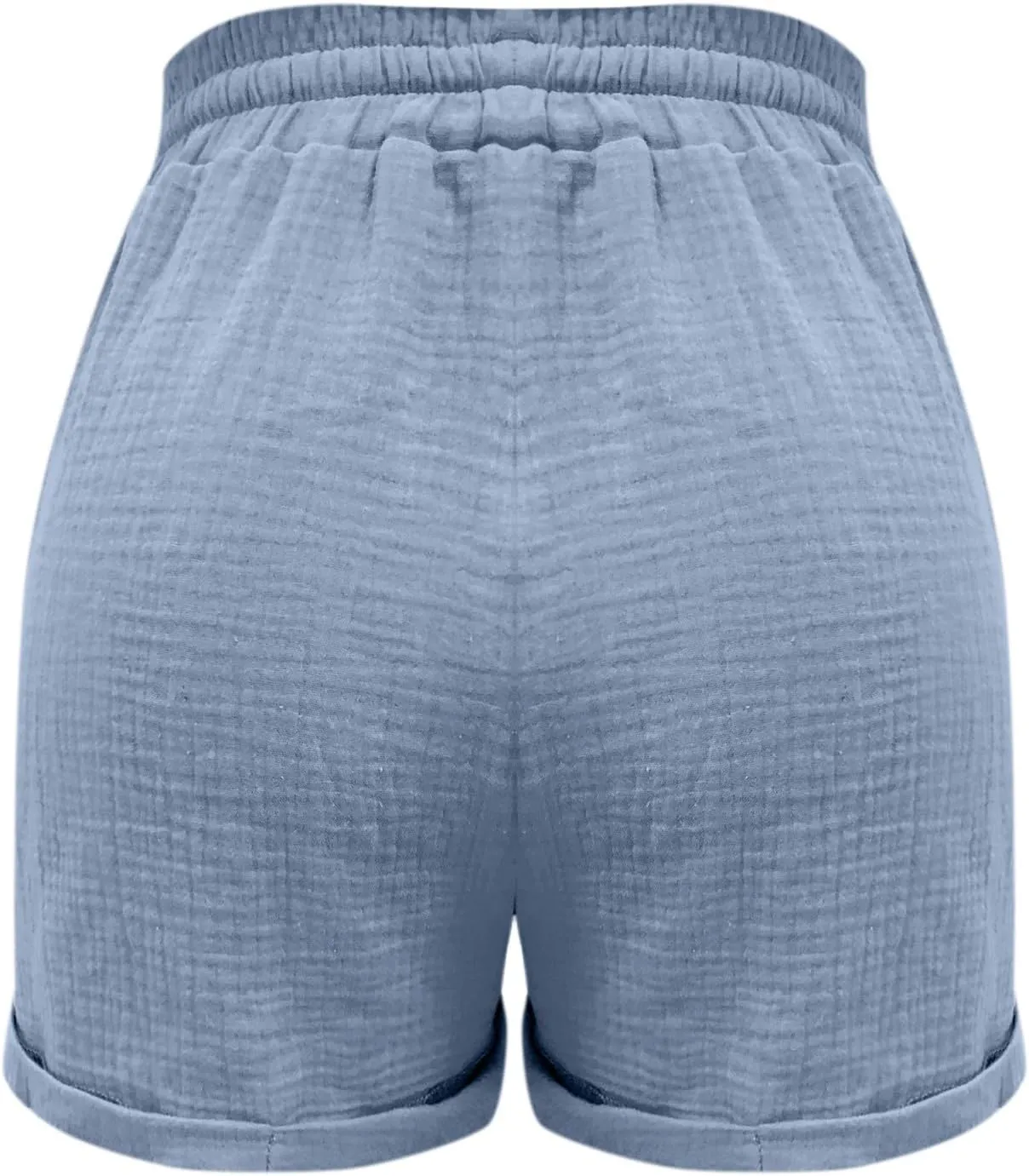 Plus Size Shorts for Women Summer Casual Comfy Linen Shorts Drawstring Elastic Waist Lightweight Hiking Shorts