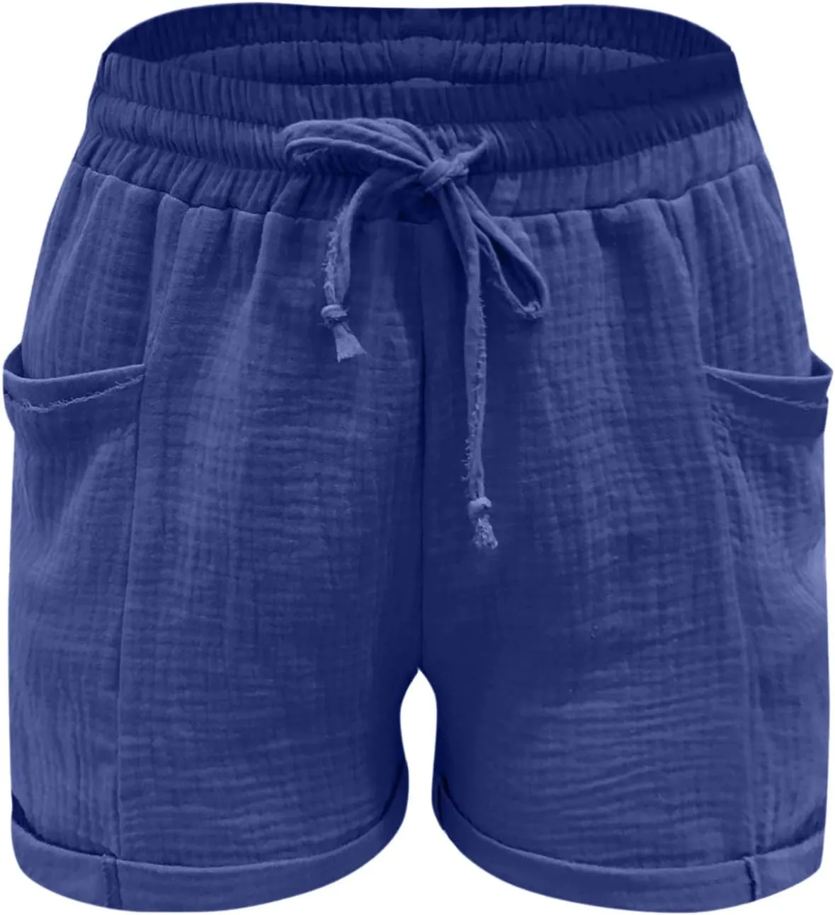 Plus Size Shorts for Women Summer Casual Comfy Linen Shorts Drawstring Elastic Waist Lightweight Hiking Shorts