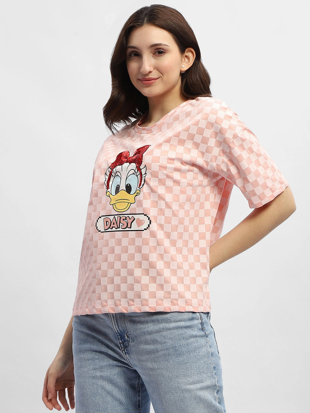 Effortless Look Soft Brushed Finish Madame Disney Donald Duck Pink Cotton T-Shirt