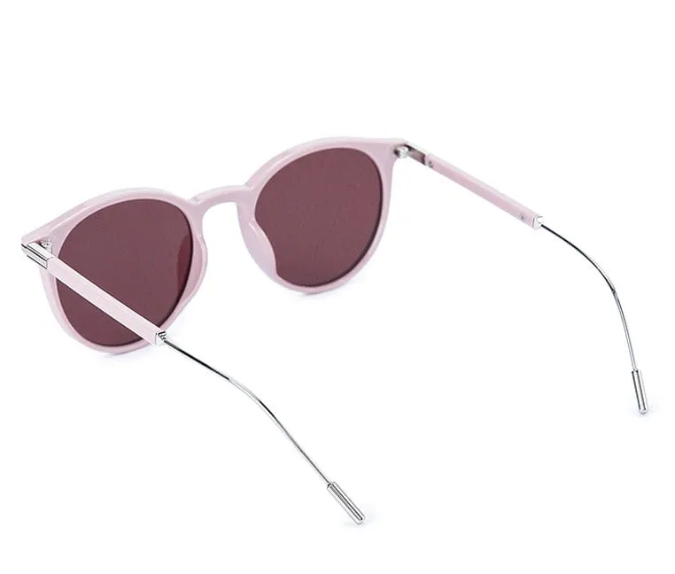 Polarized Stainless Frame Apollo Round Sunglasses - Brown Pink
