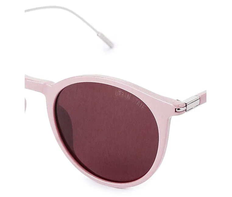 Polarized Stainless Frame Apollo Round Sunglasses - Brown Pink