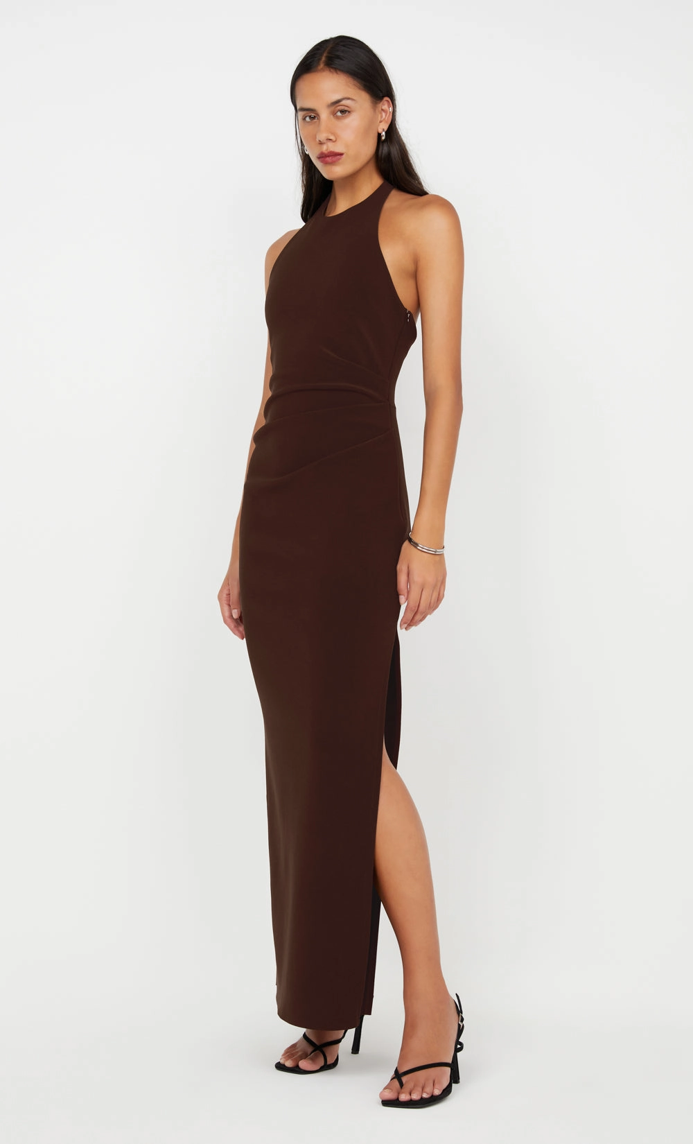 ASTA MAXI DRESS - DARK CHOCOLATE Side Pleats Trend Detail