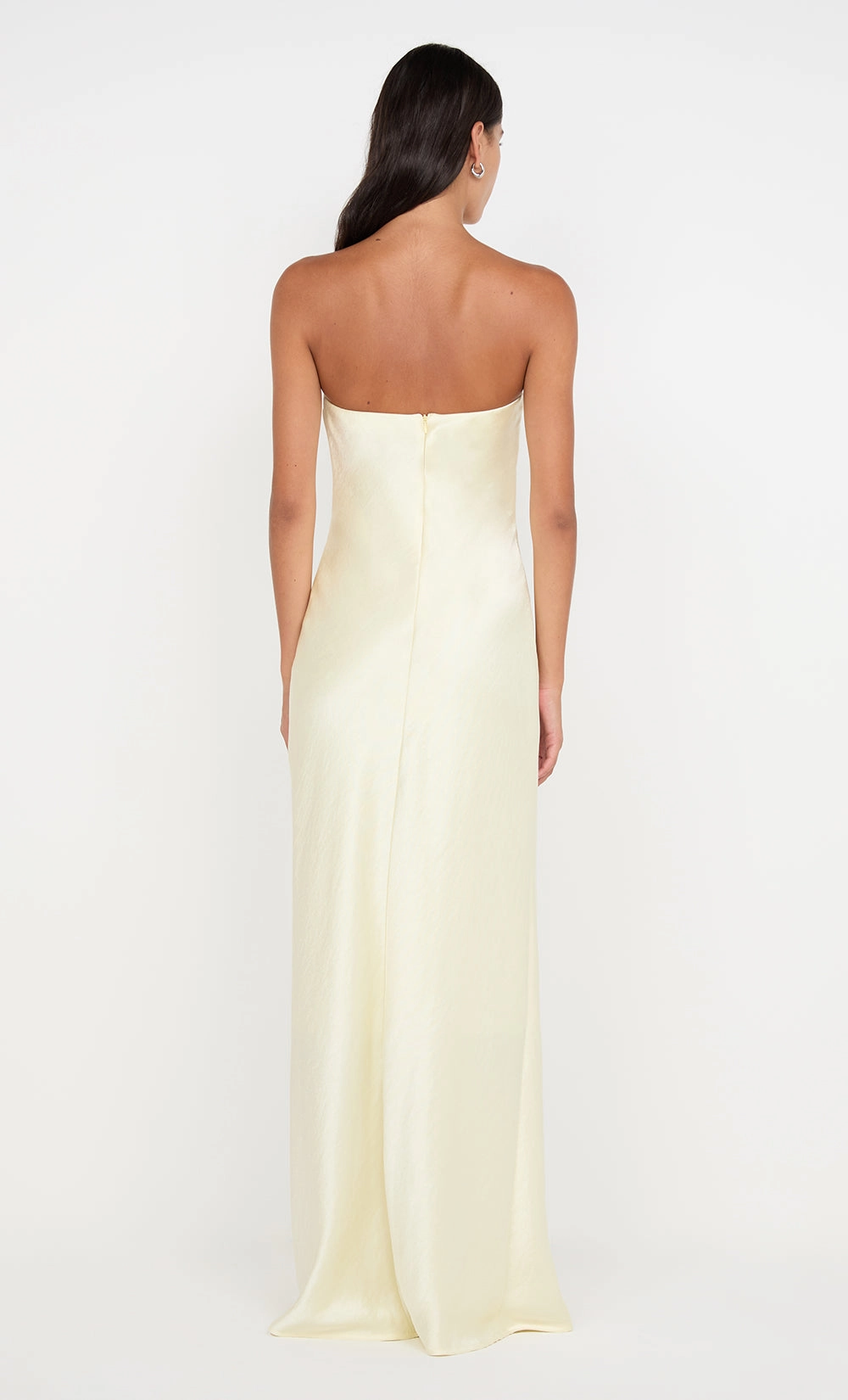 AUSTEN STRAPLESS MAXI DRESS - ICE YELLOW Front-Slit Warm Base