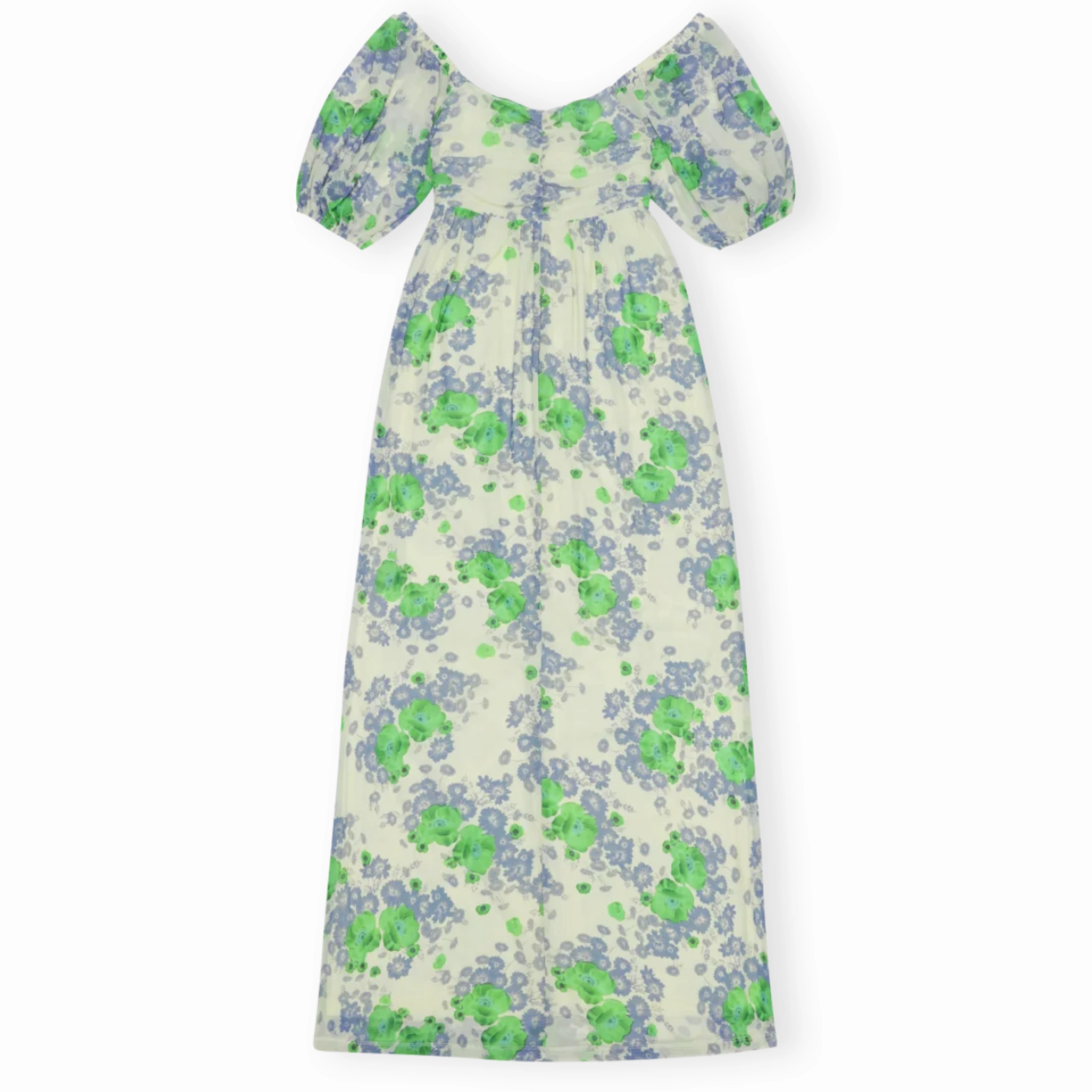 Smart Lines Printed Mesh Puff Sleeve Dress