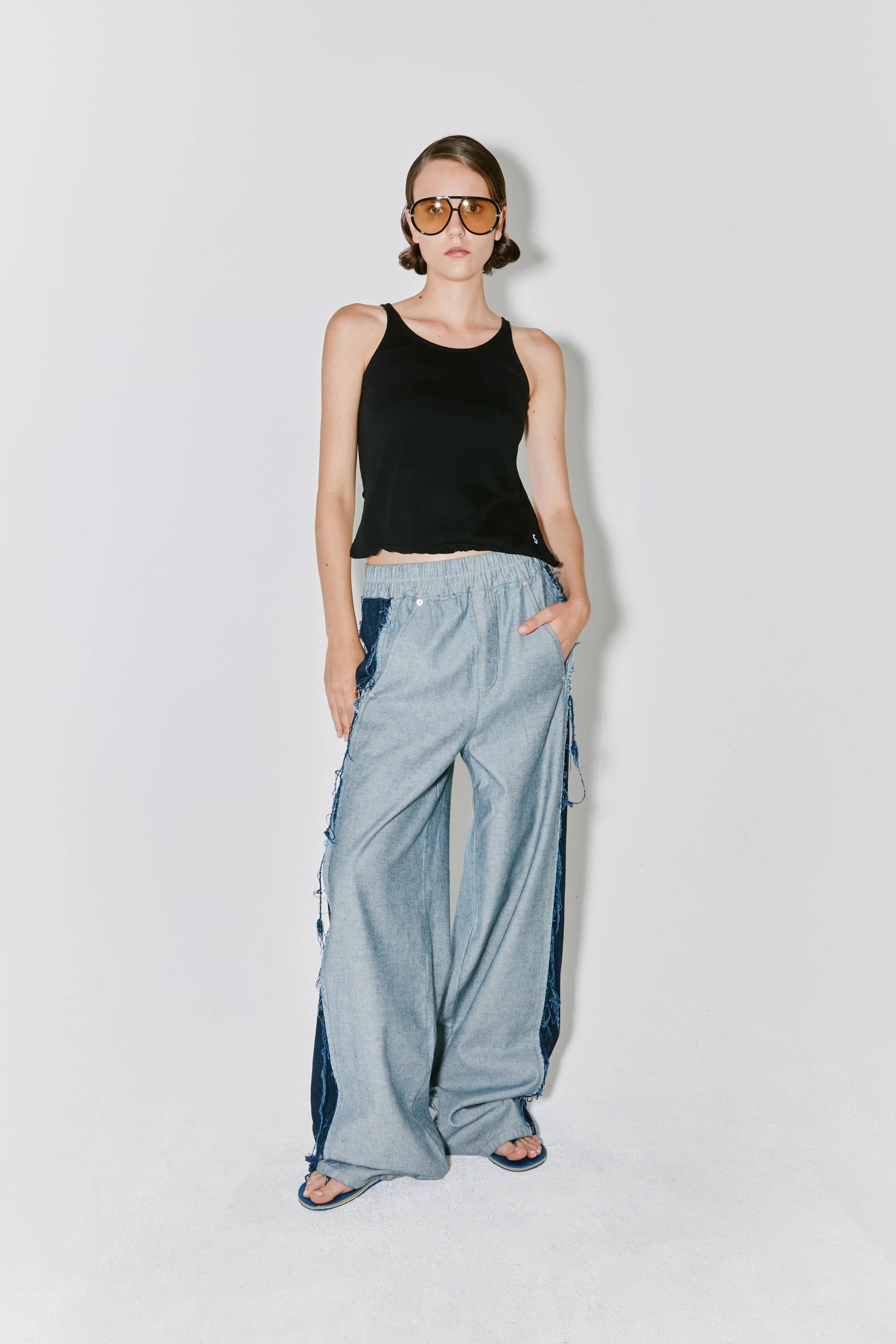 POLLY pants blue denim inside out