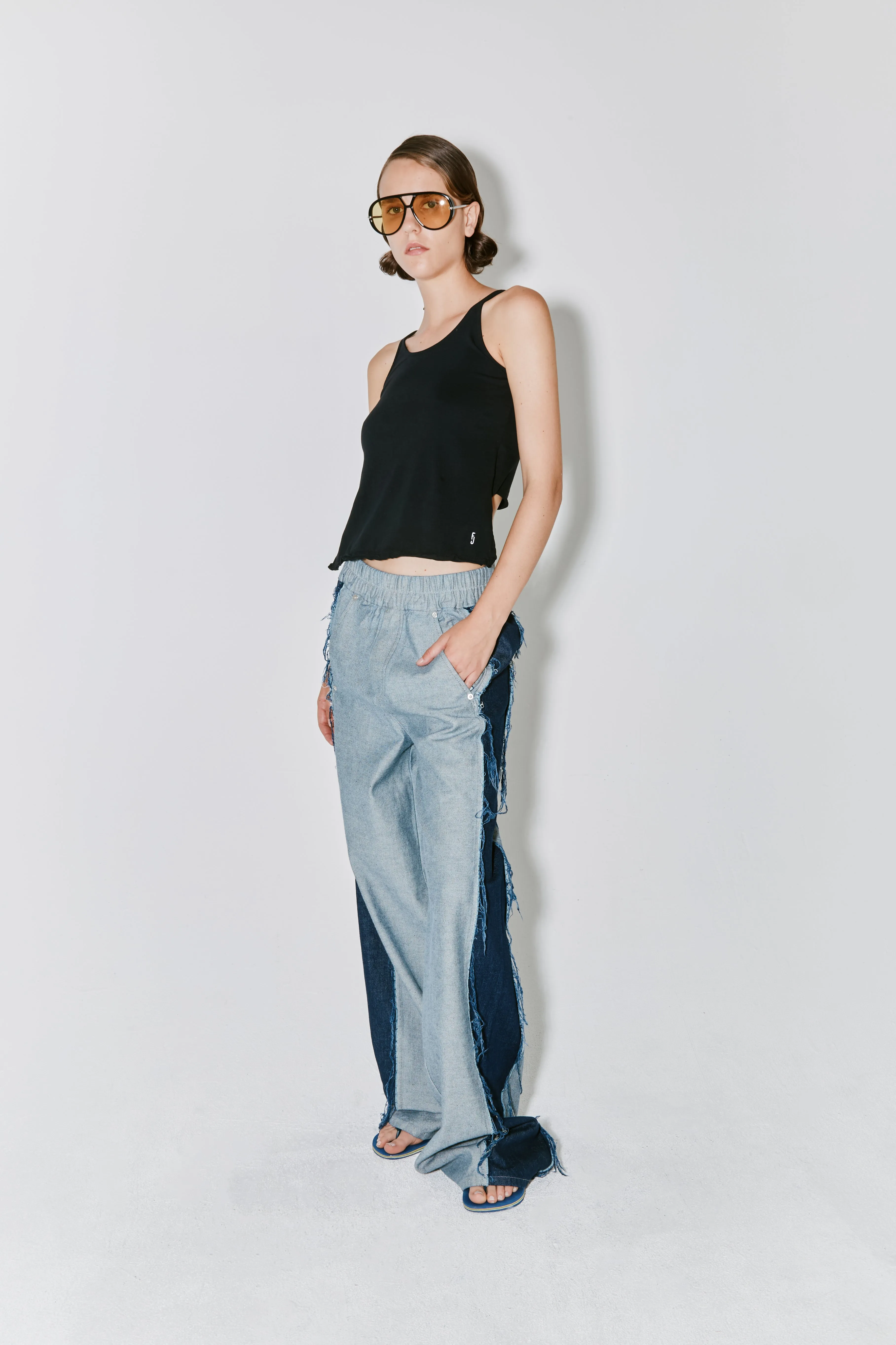 POLLY pants blue denim inside out