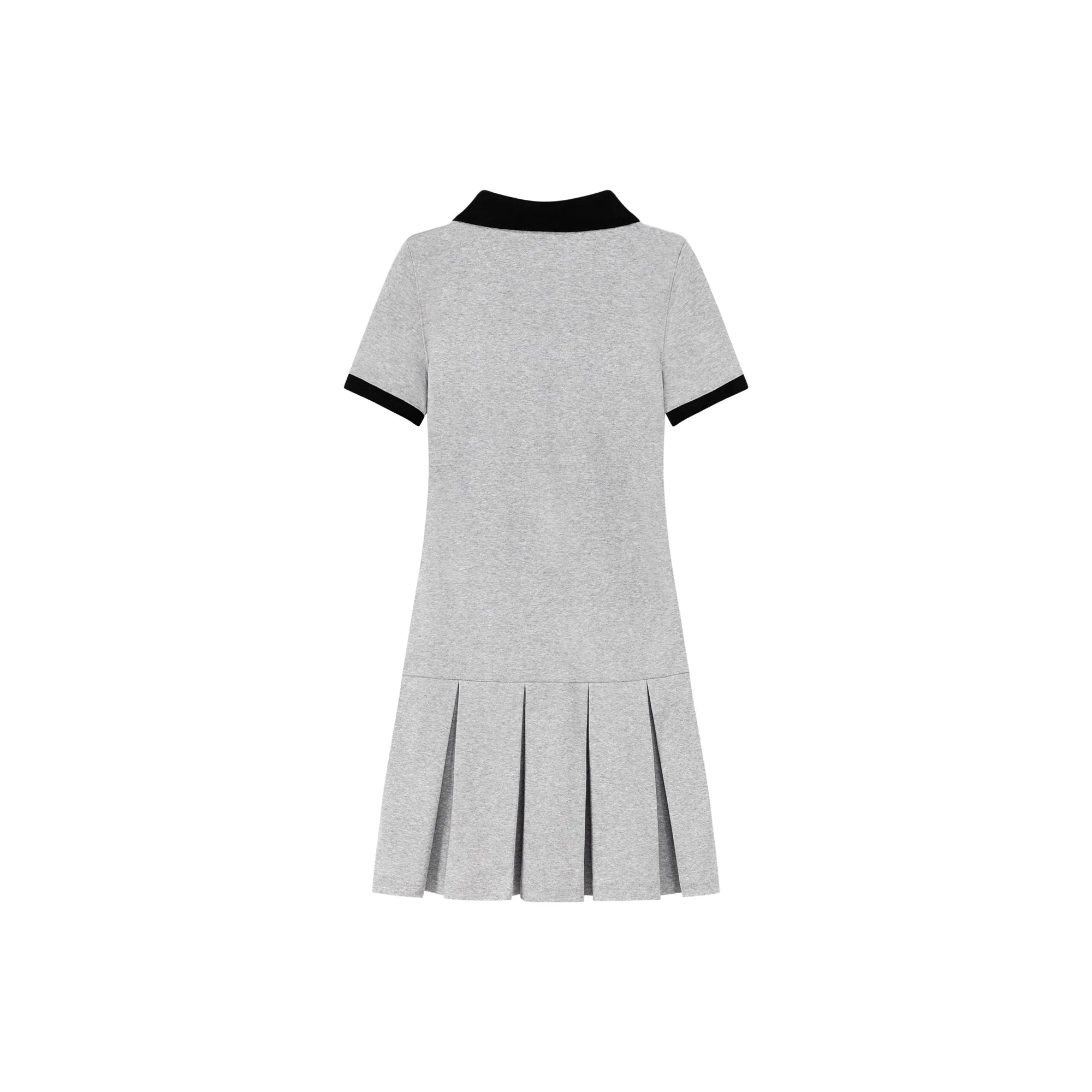 Polo Neck Pleated Short Sleeve Dress