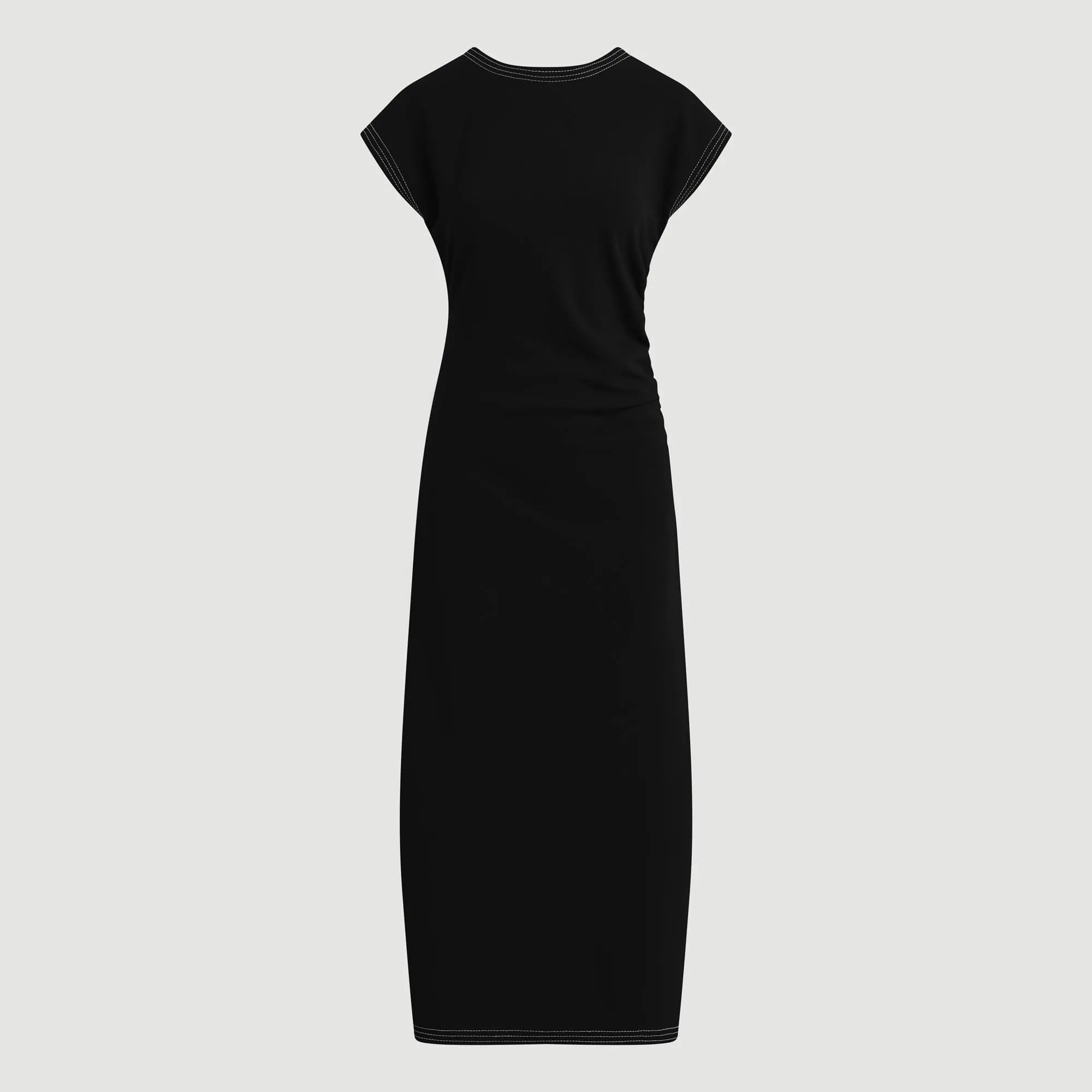 Cold-Shoulder Vela Contrast-Stitch Ruched-Waist Dress (Petite)