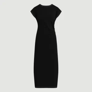 Cold-Shoulder Vela Contrast-Stitch Ruched-Waist Dress (Petite)