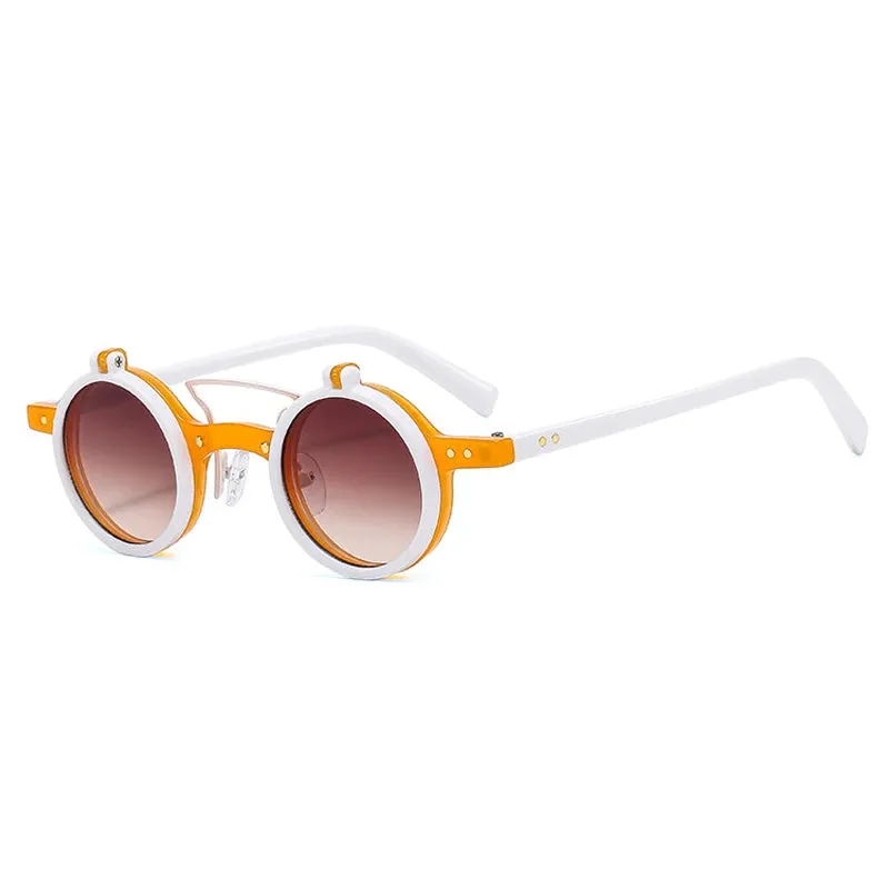 Popular Fashion Small Round Punk Double Bridges Women Sunglasses Retro Flip Shades UV400