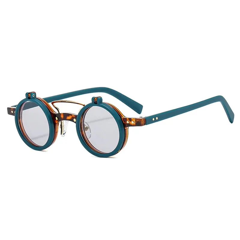 Popular Fashion Small Round Punk Double Bridges Women Sunglasses Retro Flip Shades UV400