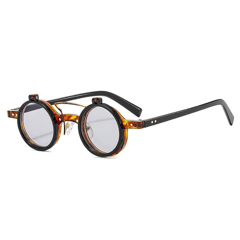 Popular Fashion Small Round Punk Double Bridges Women Sunglasses Retro Flip Shades UV400