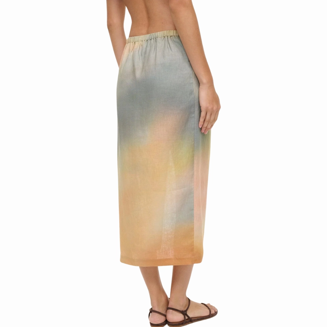 Light Outfit Roll Up Fasten Porto Linen Skirt