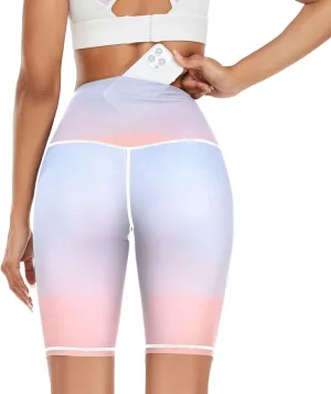 Powder Blue Gradient High Waist Yoga Pants for Women Tummy Control Gym Clothes Compression Leggings with Pockets ropa para hacer ejercicio de Mujer Large