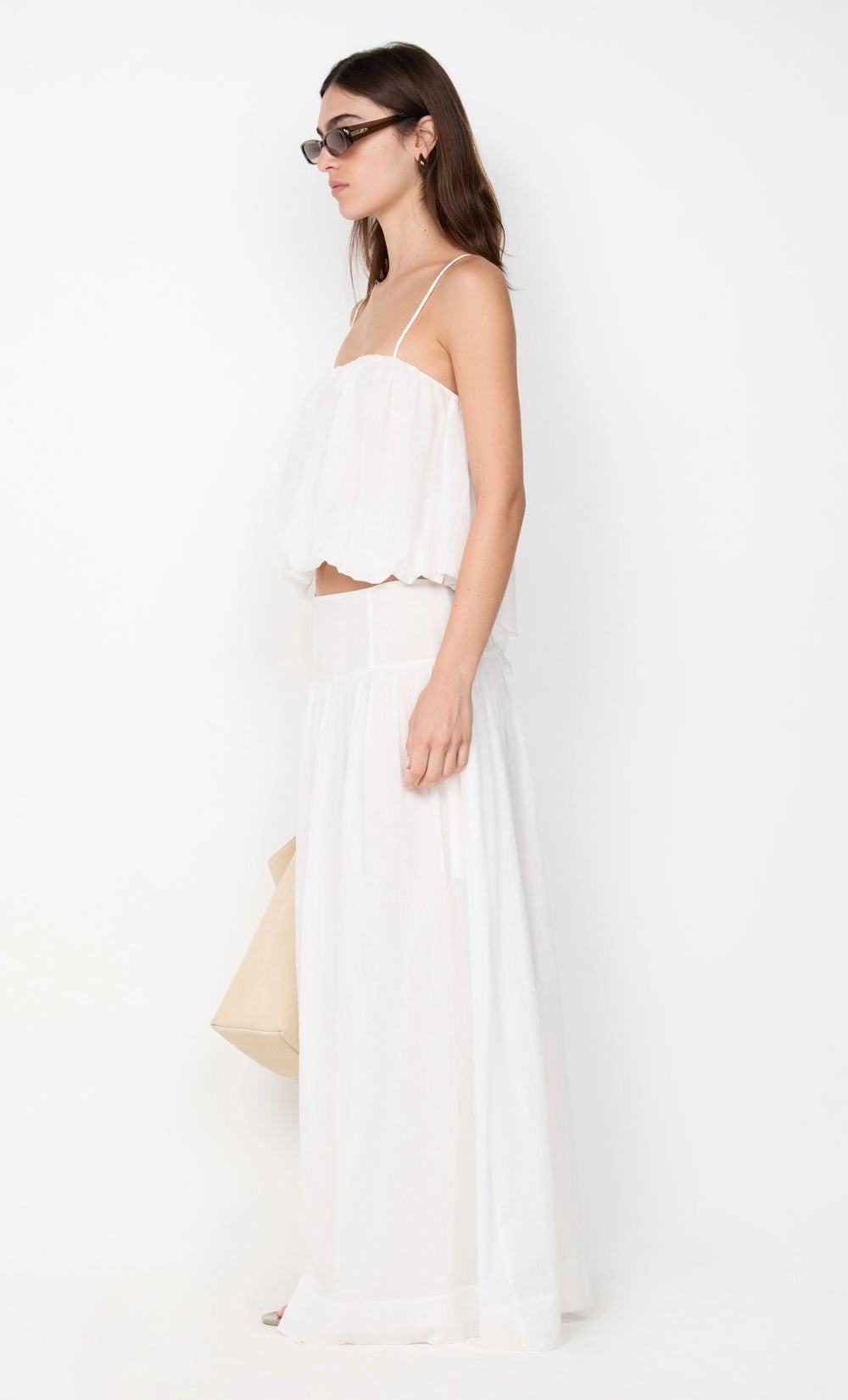 MARLOWE MAXI SKIRT - WHITE DeepPocketStyle Tailored Elegance