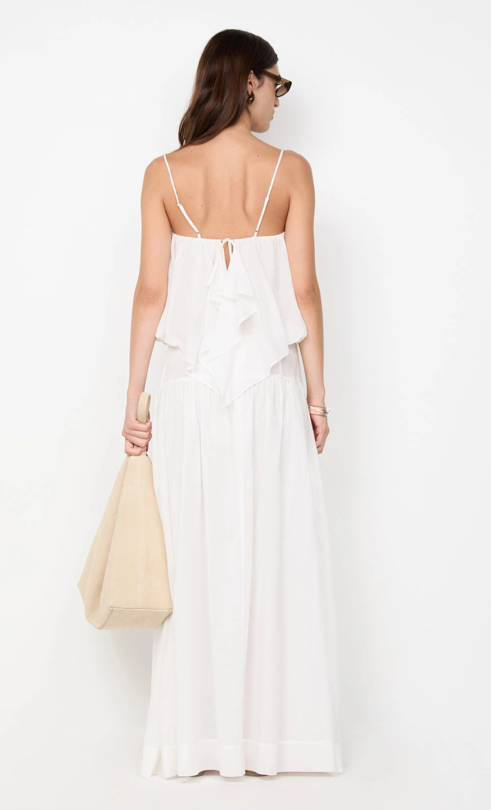 Puff-Sleeve Fashion-forward day dress MARLOWE MAXI SKIRT - WHITE
