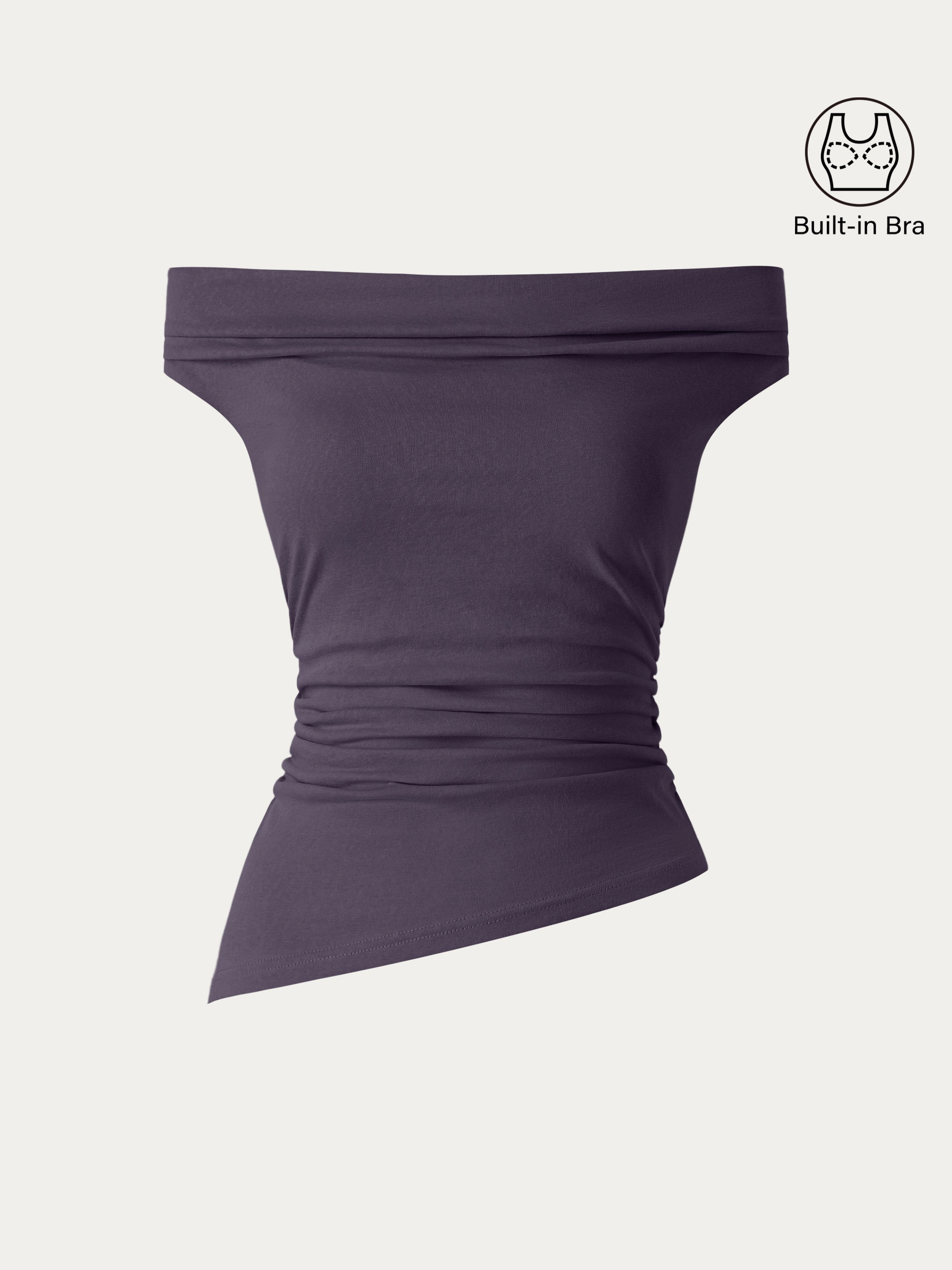 Stretch Fit Overlock Edging Cold Shoulder Cotton-Linen Gathered New Airy Brami
