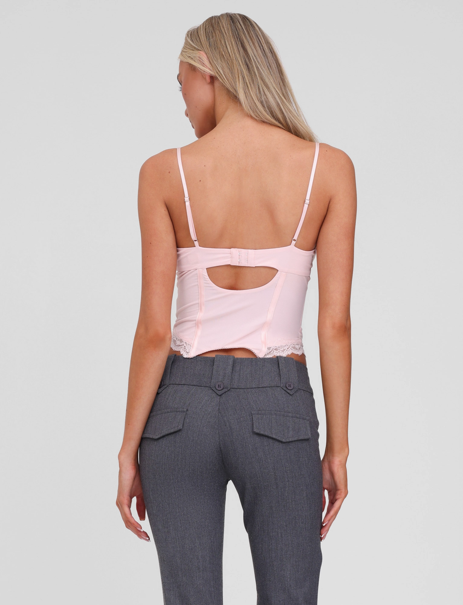 Sporty Tee High Neckline Structure NILA CORSET TOP - SOFT PINK