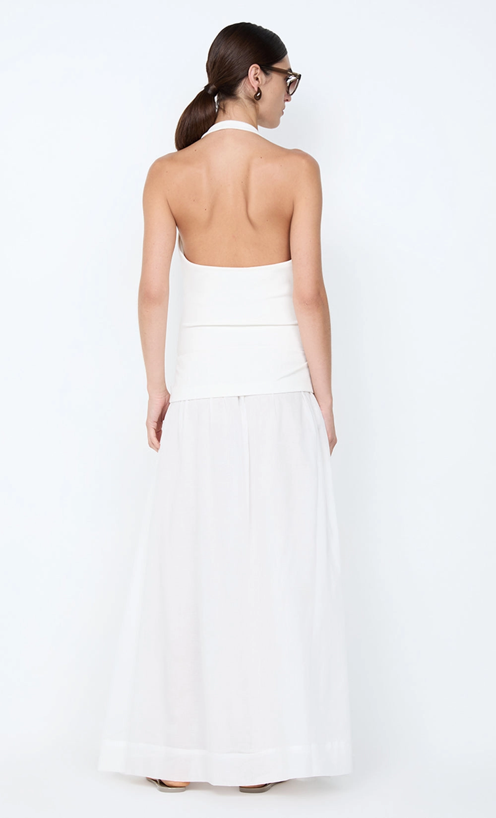 SABRINE HALTER MAXI DRESS - IVORY/WHITE Easy Drape Ankle-length