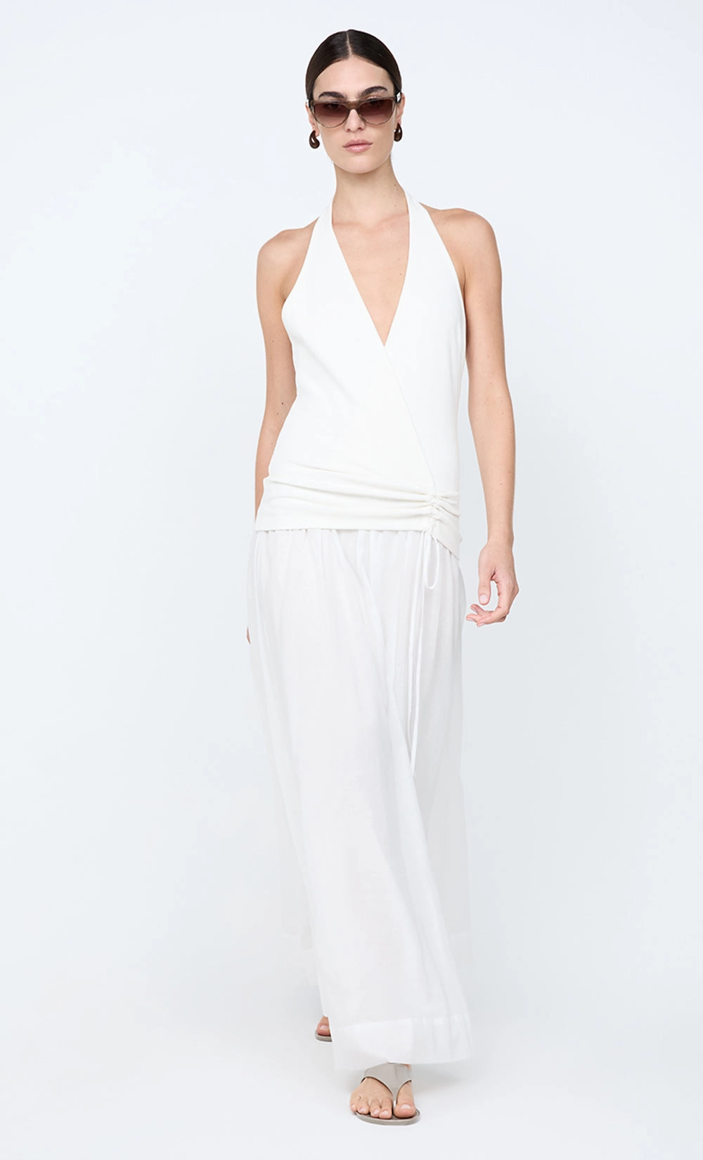 SABRINE HALTER MAXI DRESS - IVORY/WHITE Comfy Shape