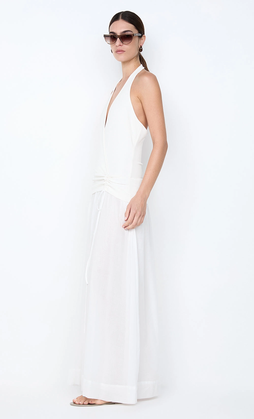 Casual Comfort Trendy Vibes SABRINE HALTER MAXI DRESS - IVORY/WHITE