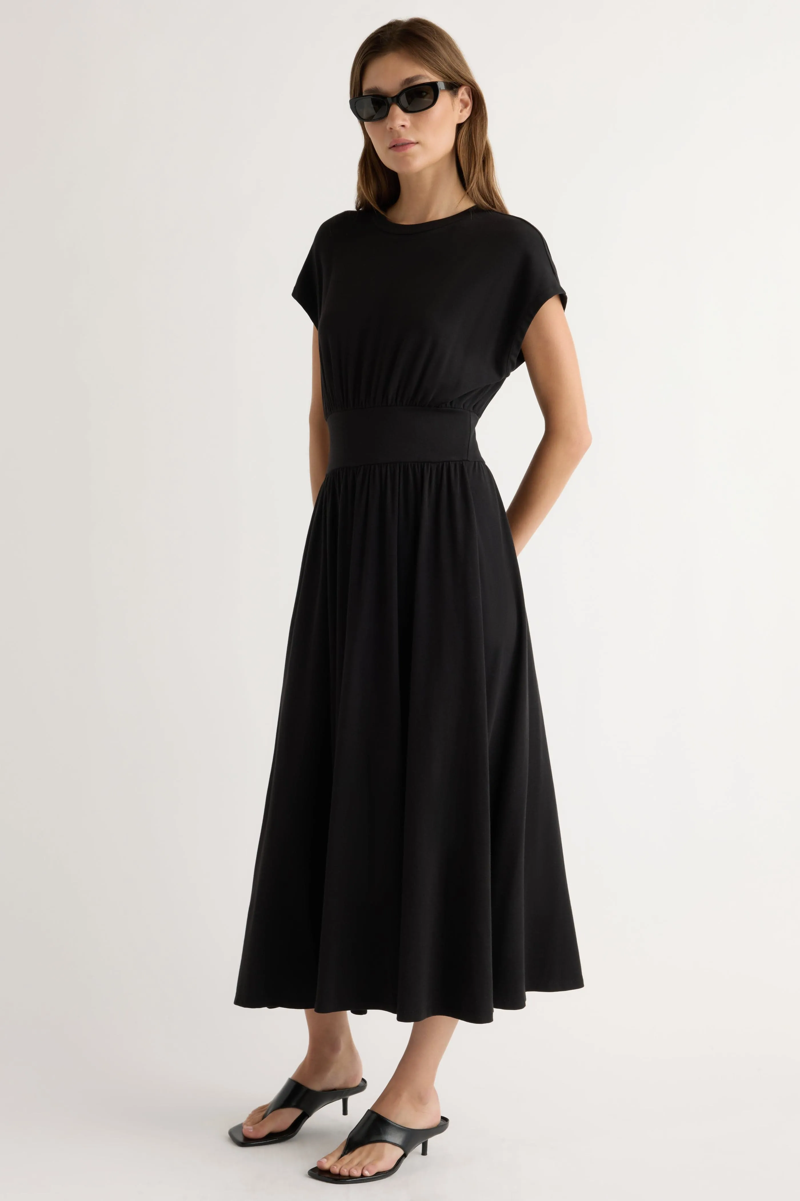 PlushLining V-Neck Prima Jersey Midi Dress