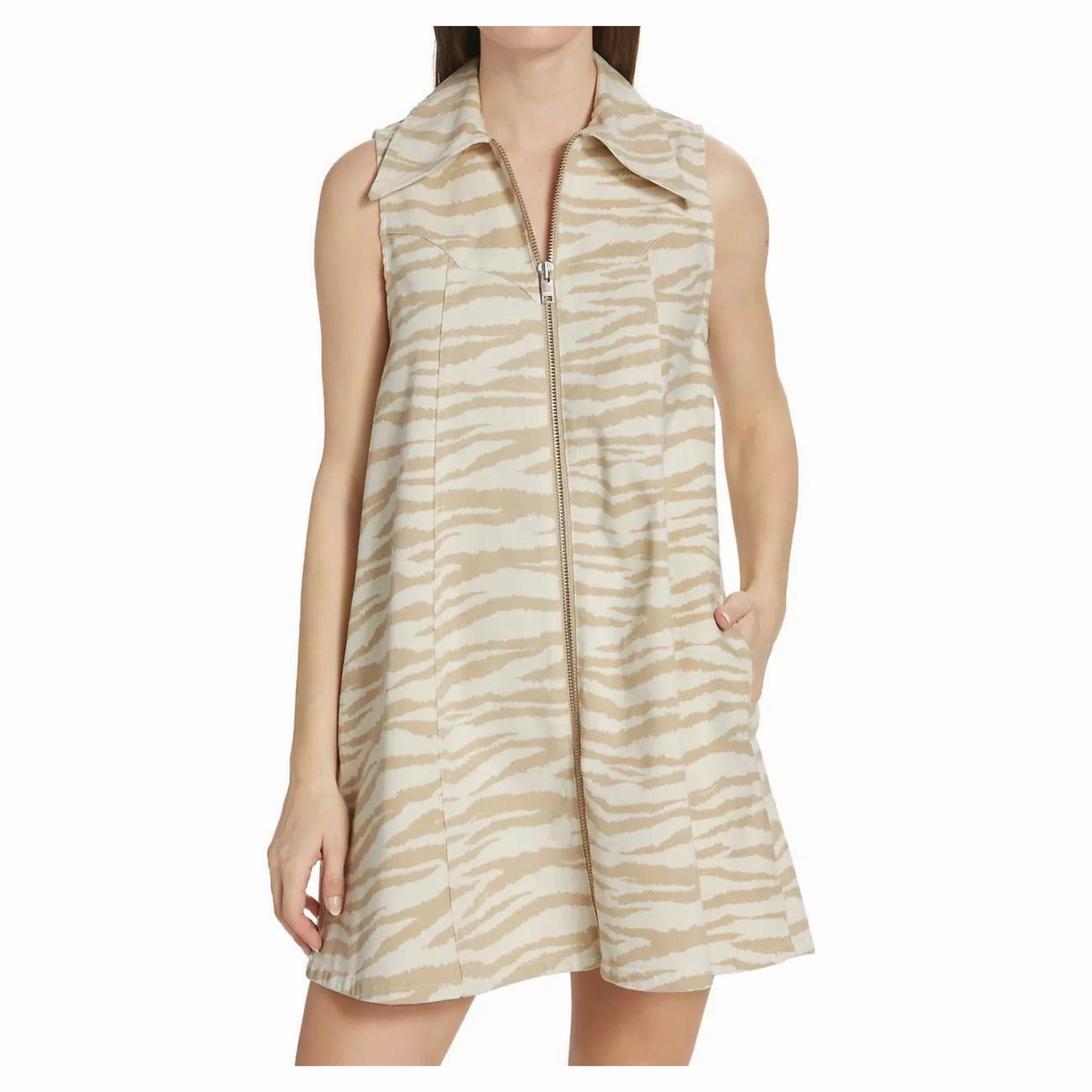 Muted Tones Picture Perfect Print Denim Mini Dress