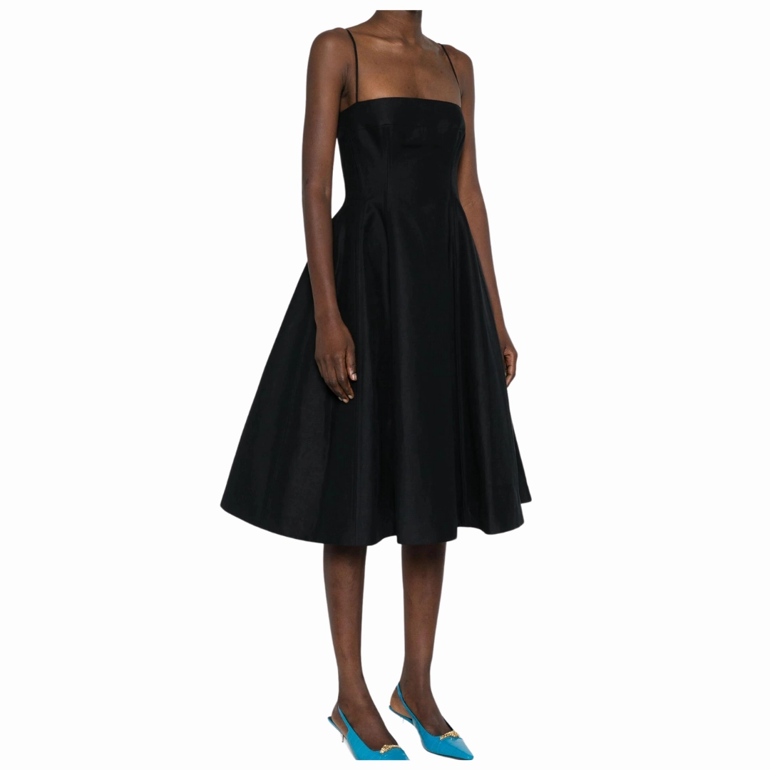 Gentle Stitch A-Line Peplum Midi Dress