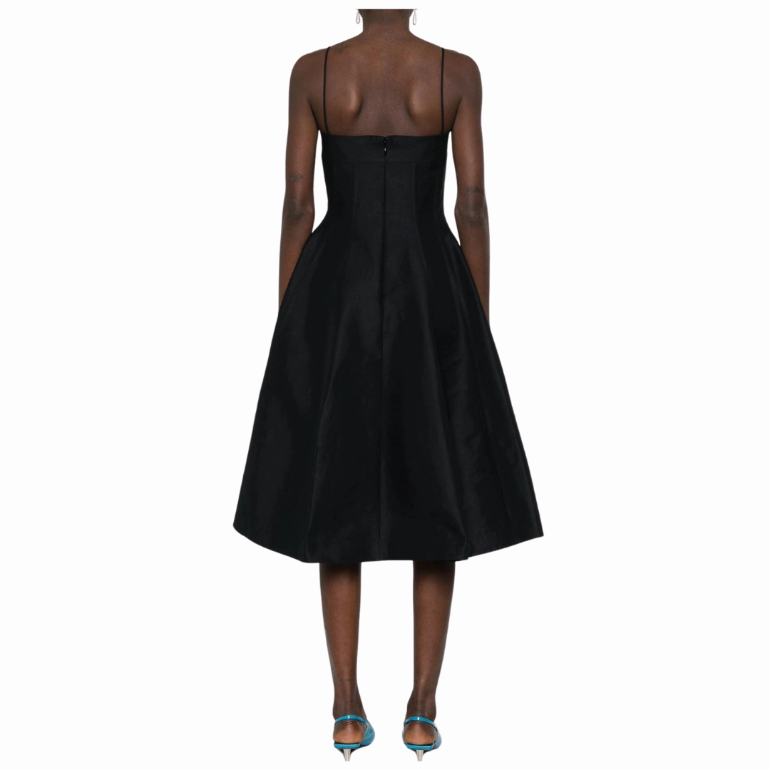 Flowing Texture Versatile Layering A-Line Peplum Midi Dress