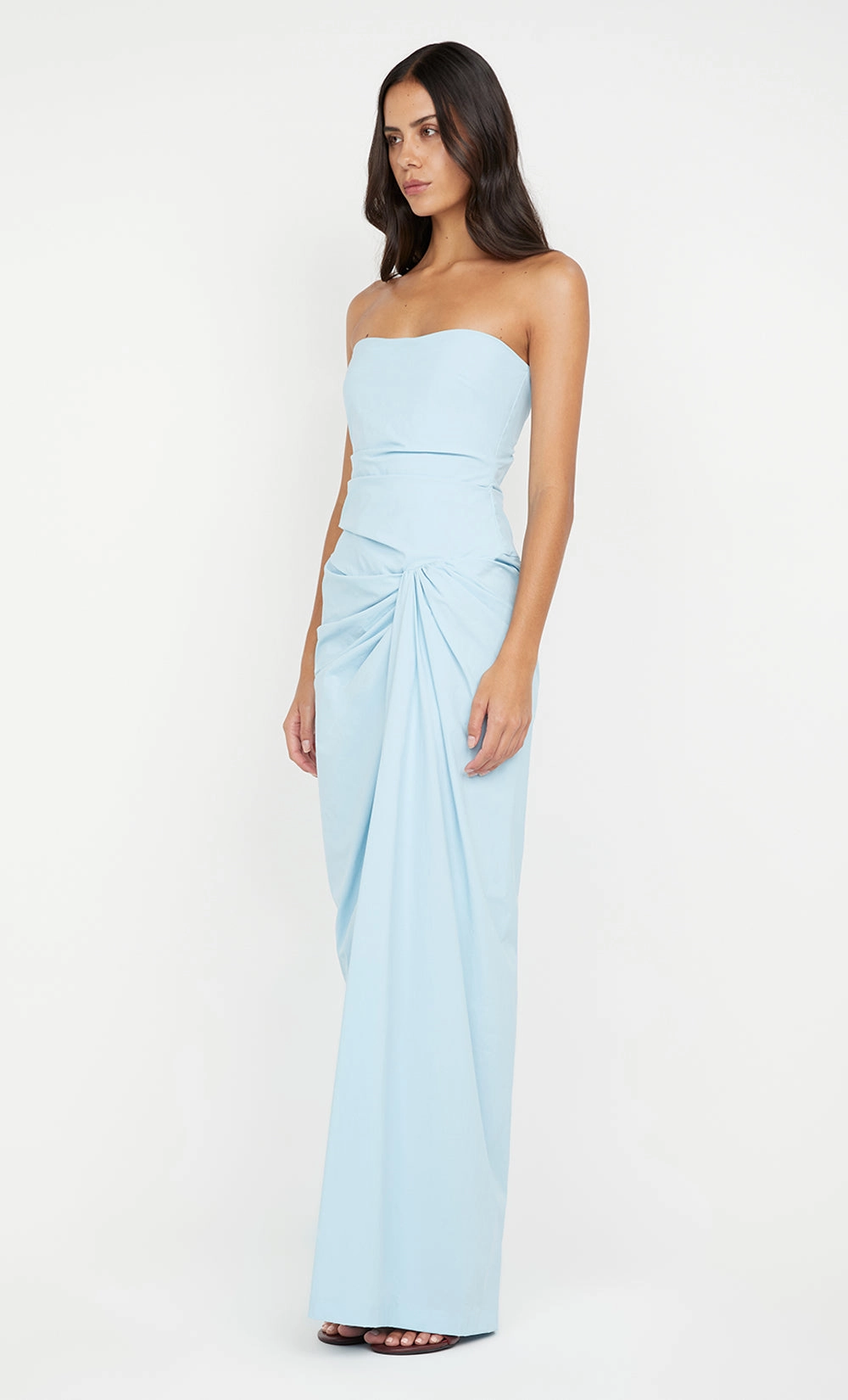 Lace Detail DOMENIC STRAPLESS DRESS - SKY BLUE