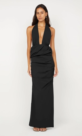 PRISCILLA BUBBLE MAXI DRESS - BLACK Short Sleeve Harmonious Layers