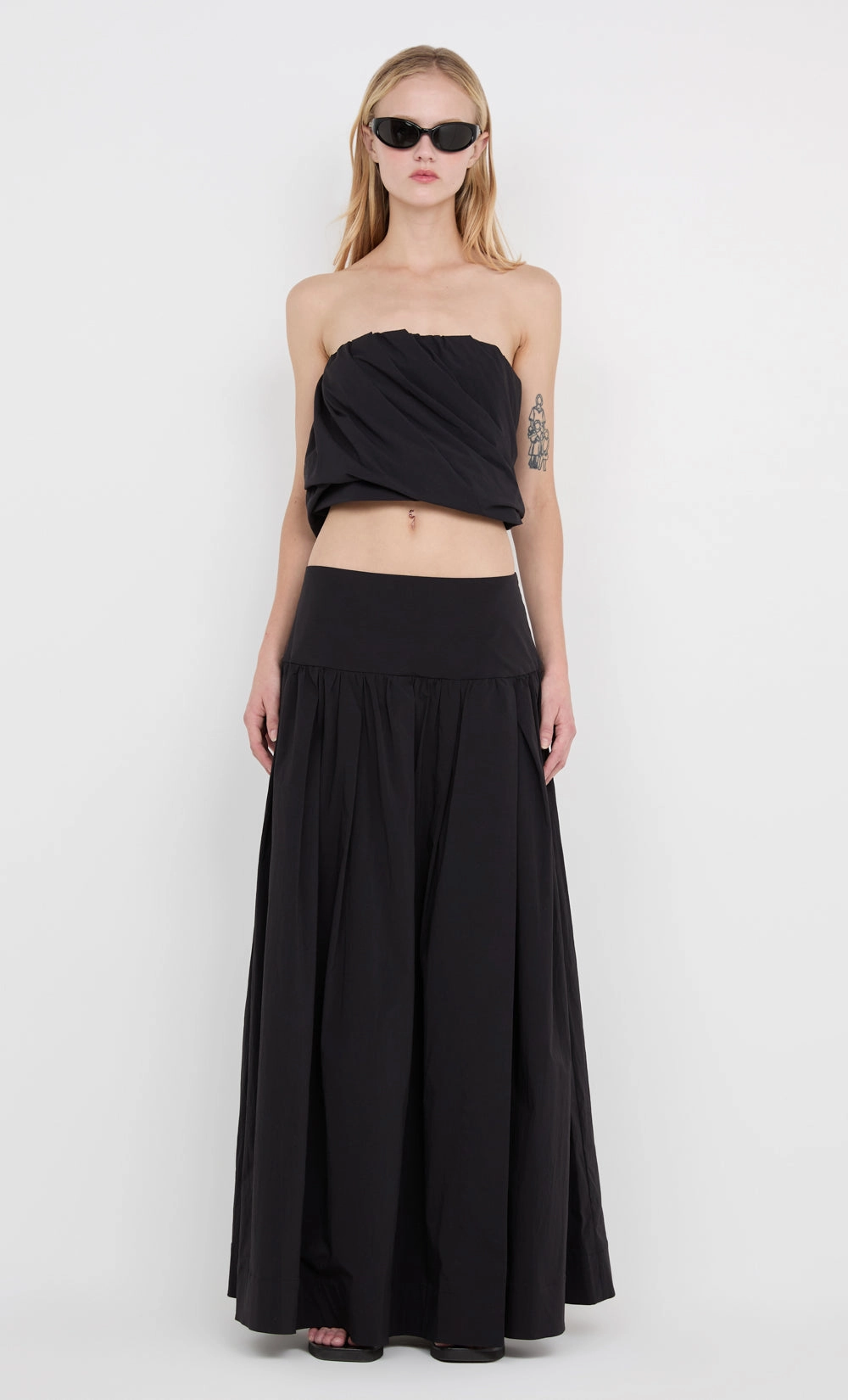 DANTE MAXI SKIRT - BLACK Lightweight-Structure