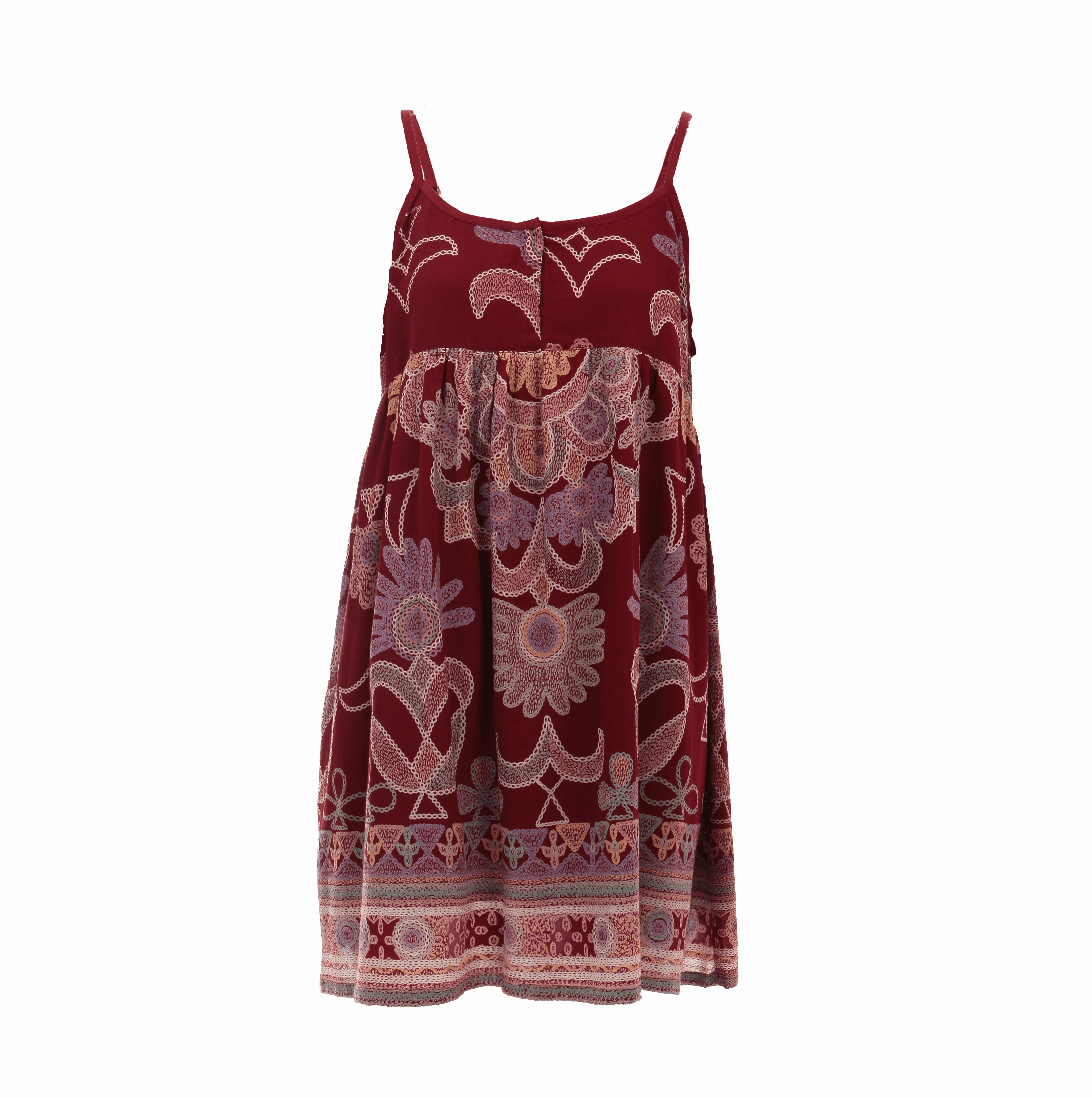 Mix-And-Match Checa Dress Burgundy