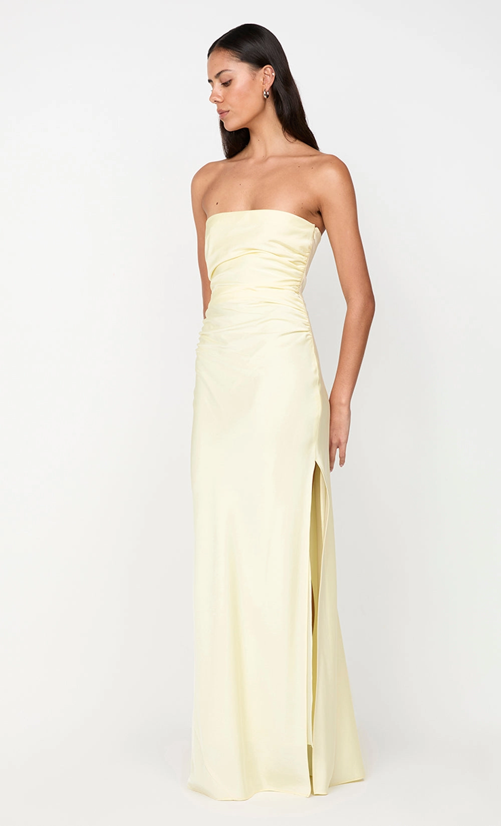 ETERNITY STRAPLESS MAXI DRESS - ICE YELLOW Linen Soft