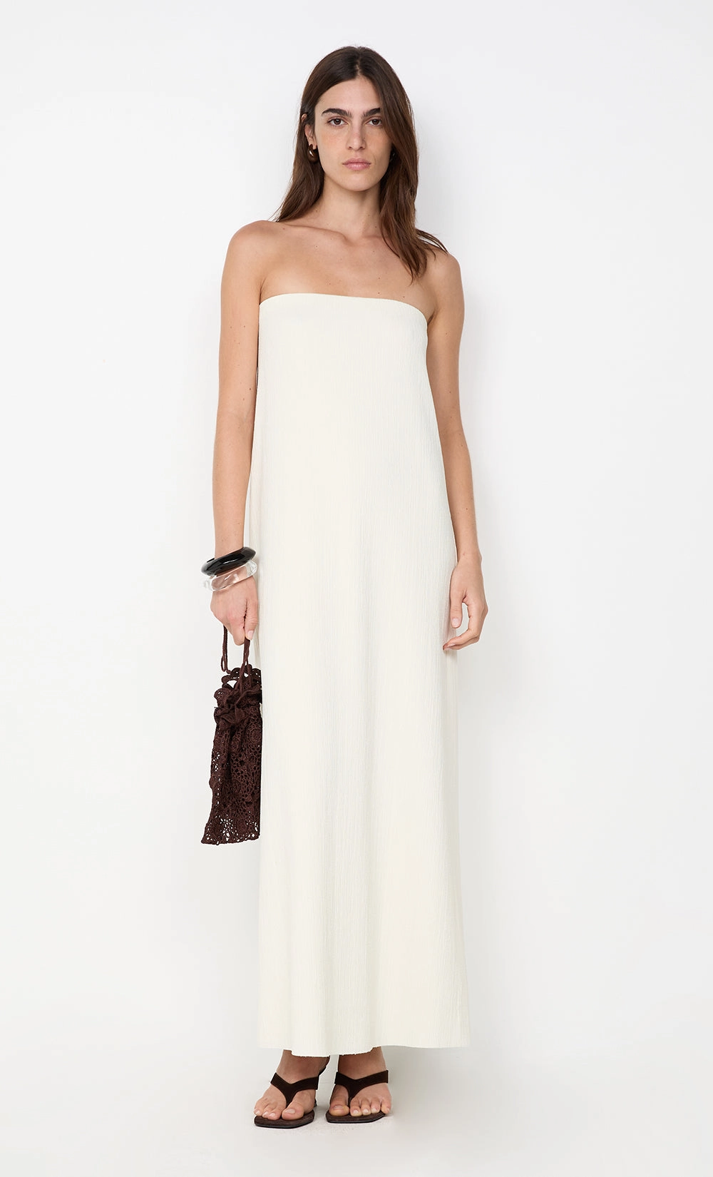 Versatile Cut Soft Fabric JOLENE STRAPLESS DRESS - IVORY