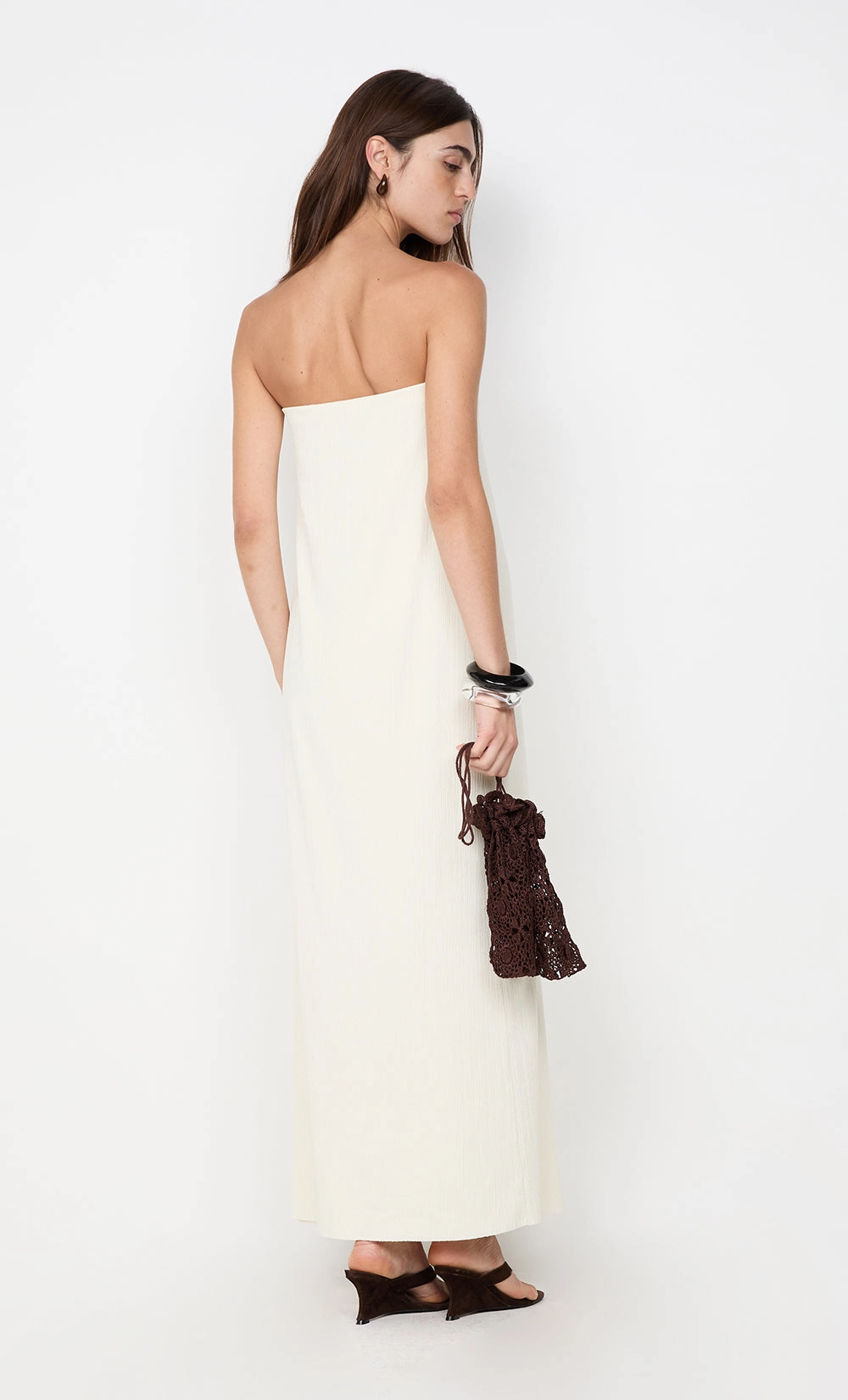 JOLENE STRAPLESS DRESS - IVORY AntiPillTreatment