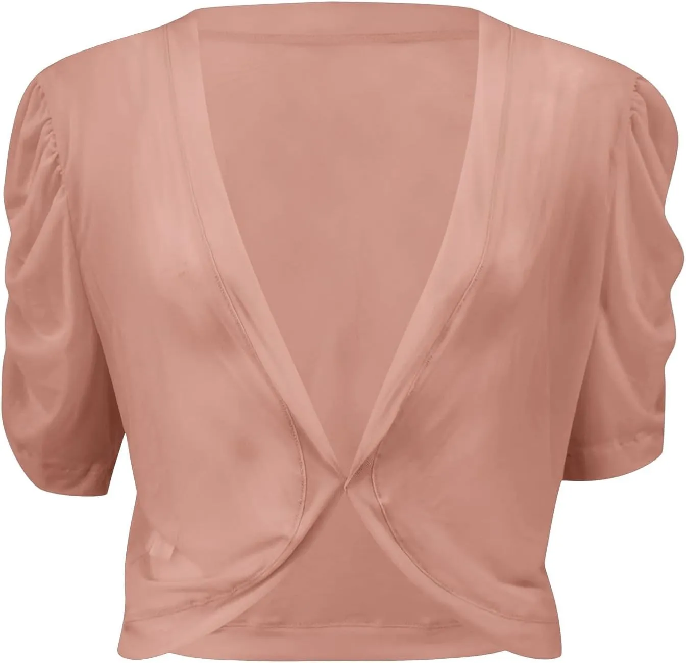 Puff Sleeve Shrugs for Women Summer Cropped Sheer Bolero Open Front Short Sleeve Chiffon Cardigans Lightweight Shrug