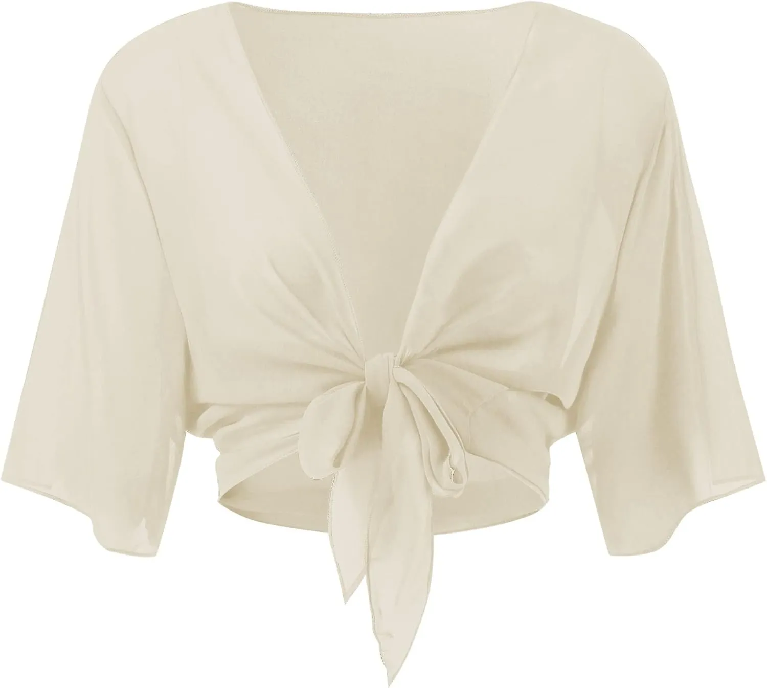 Puff Sleeve Shrugs for Women Summer Cropped Sheer Bolero Open Front Short Sleeve Chiffon Cardigans Lightweight Shrug