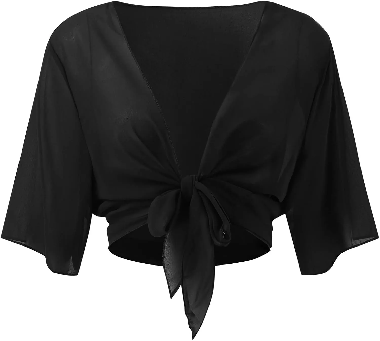 Puff Sleeve Shrugs for Women Summer Cropped Sheer Bolero Open Front Short Sleeve Chiffon Cardigans Lightweight Shrug