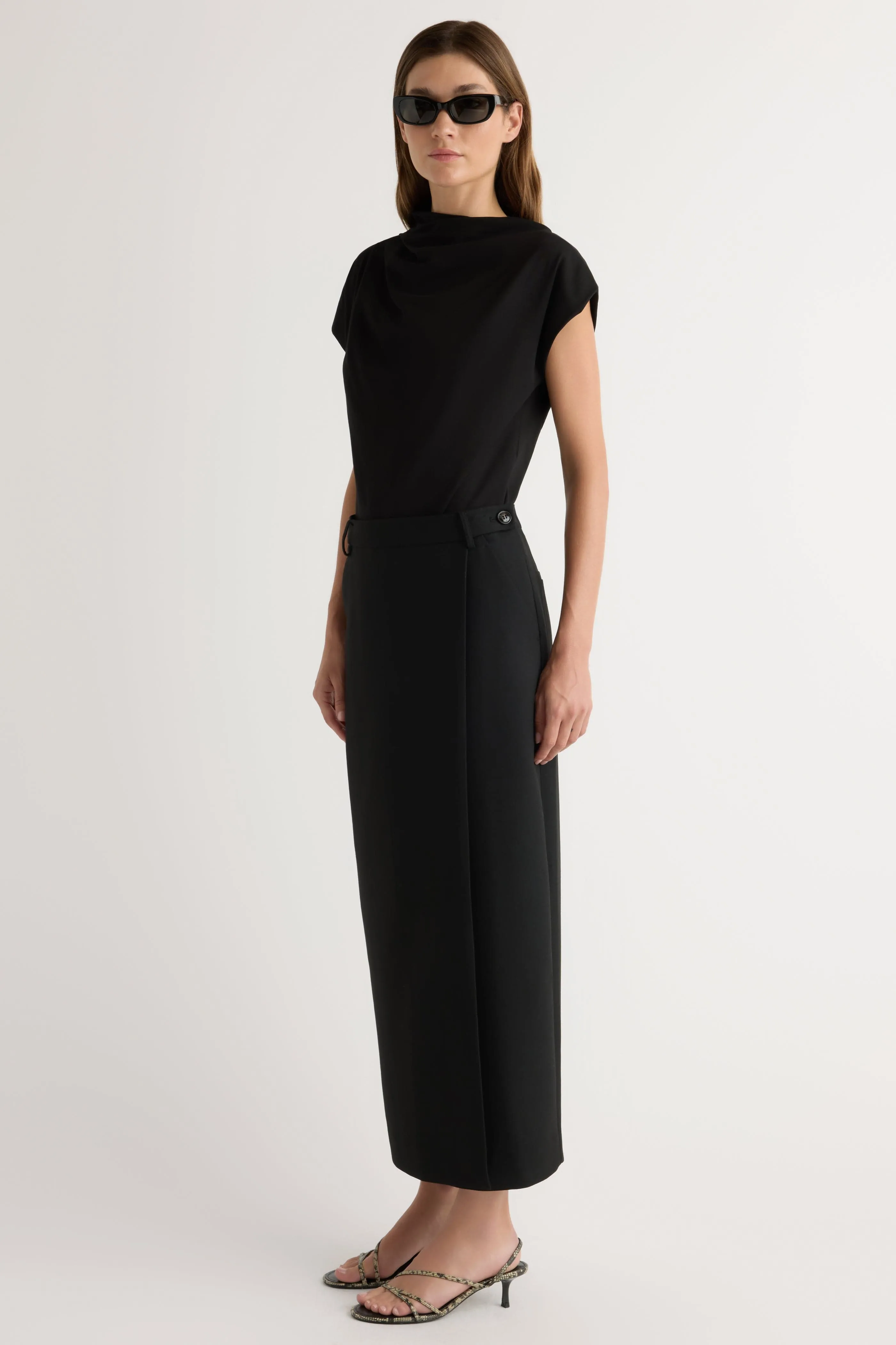Reimagined Classic Spencer Suiting Wrap Maxi Skirt