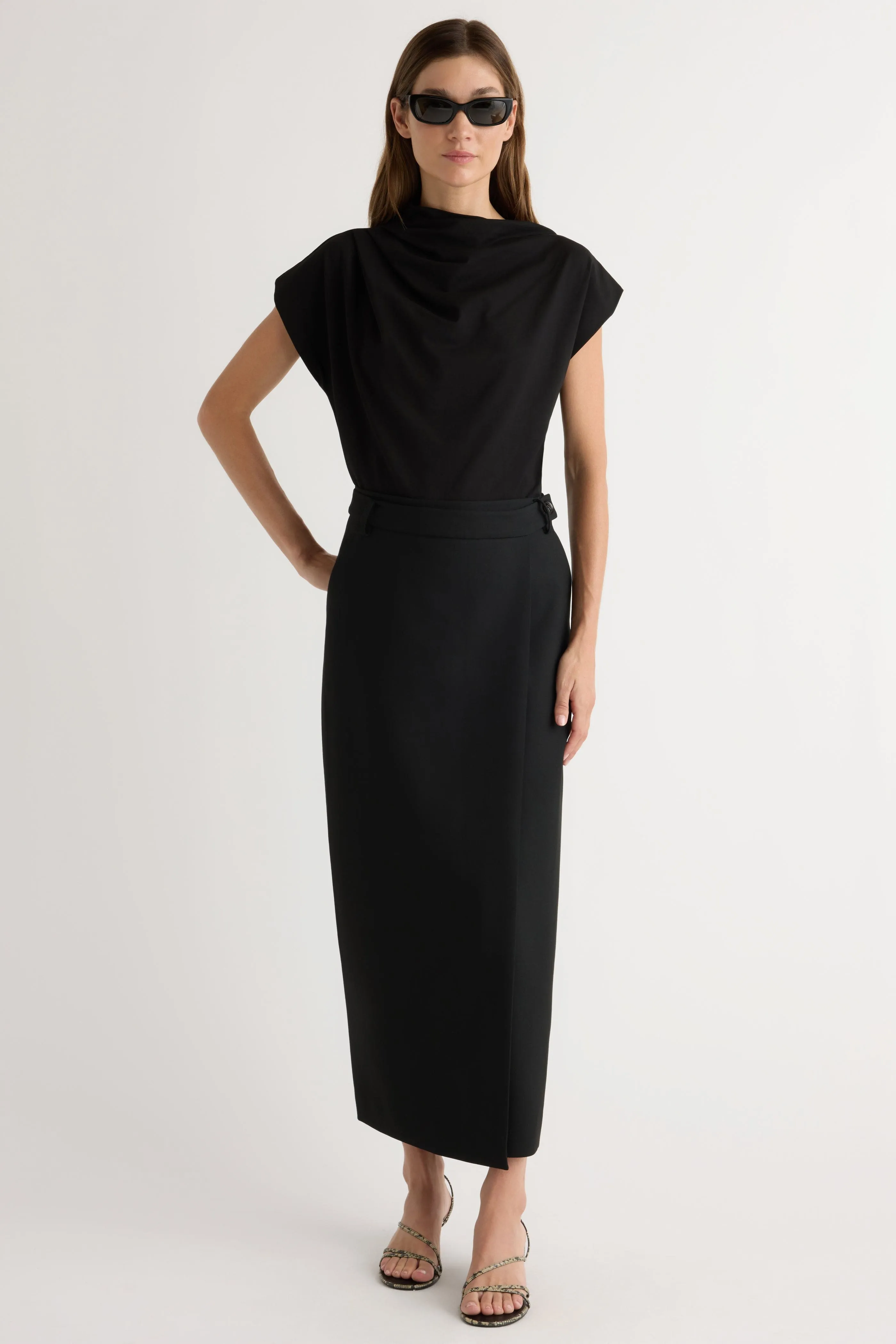 Light Fabric natural fiber Spencer Suiting Wrap Maxi Skirt