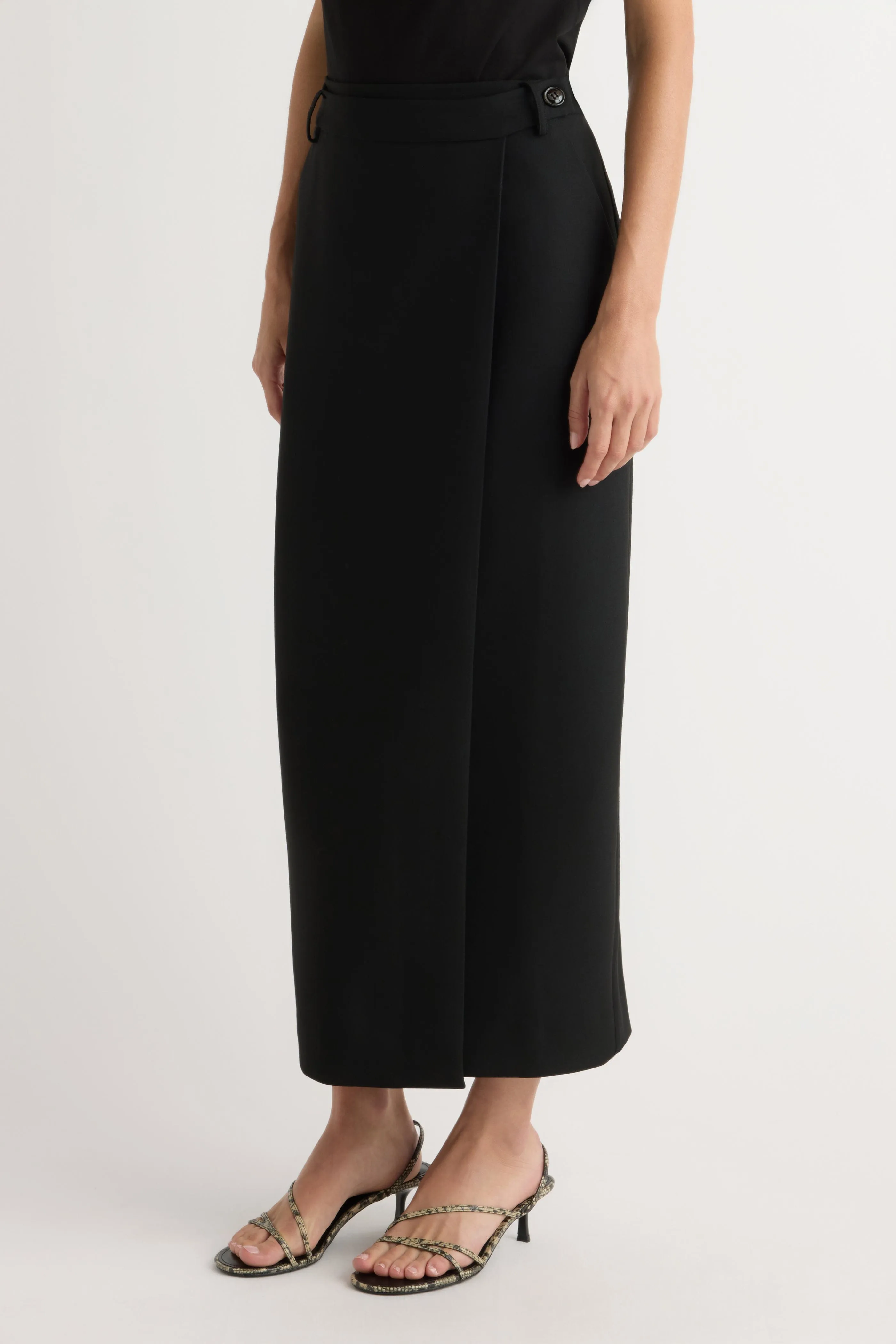 Spencer Suiting Wrap Maxi Skirt Detail Focus